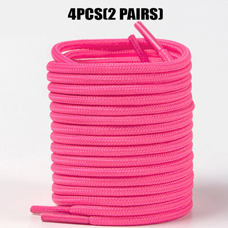 4 Pcs(2 Pairs) Round Shoelaces 4mm for Sneakers Boots, Durable Anti-Slip Sports Laces, 80-160cm Solid Colors Replacement