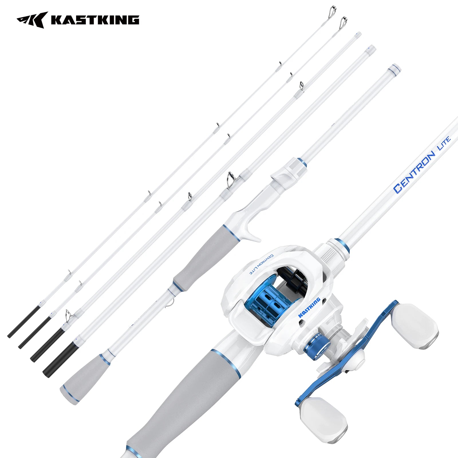 KastKing Centron Lite Travel Casting Combo Fishing Rod Reel Packable Baitcaster Combos Lightweight IM6 Graphite Multi-Piece Kit