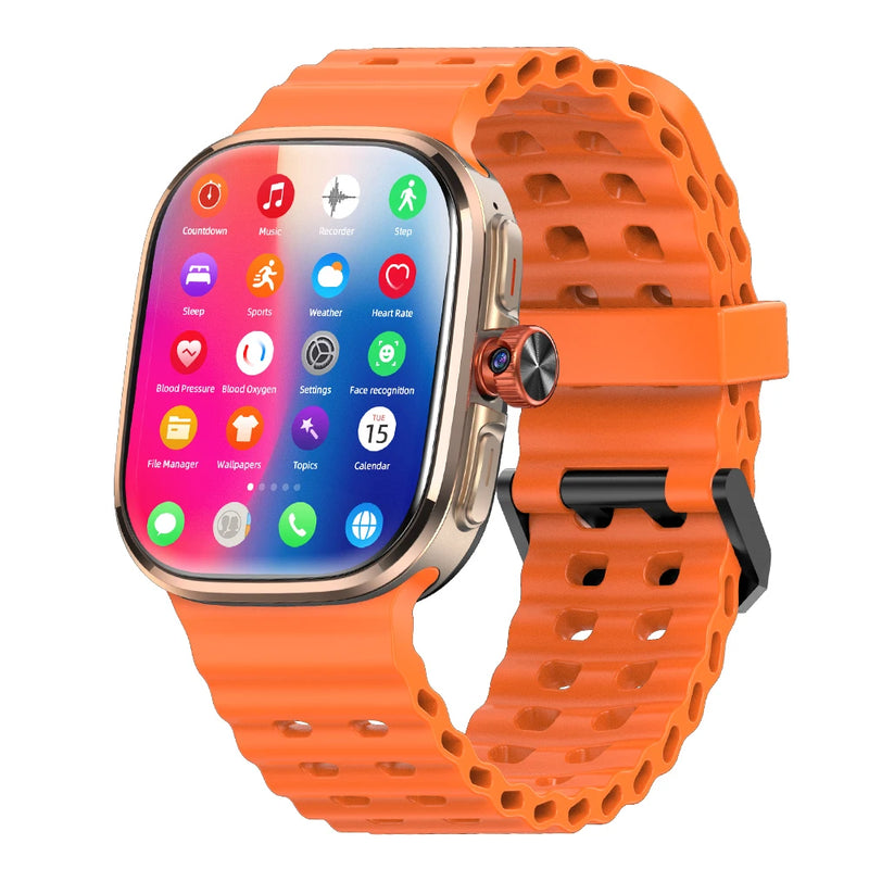 2.29inch Amoled 5G LTE Full Netcom Android 13.0 Smartwatch Smart Watch With 190° Rotary Camera Touch ID Infrared remote function