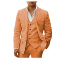 3 piece Linen Summer Men Suits for Wedding Groom Tuxedos 2026 Casual Beach Custom Man Suit Set Jacket Vest with Pants Man Fahion
