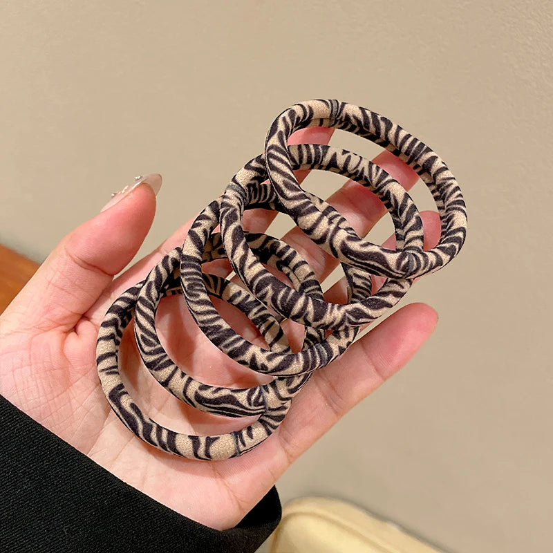 5pcs Leopard Print High Elastic Hair Ties Scrunchie Ties Women Girls High Elasticity Ponytail Holder Hair Rings Rope Accessories