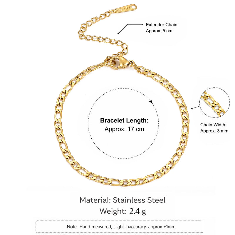 5Pcs Minimalist Chain Bracelets Women Stainless Steel Twist/Paperclip/Cuban Adjustable Stack Jewelry - Visuel 10 | SAMAG