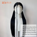 Full Lace Wig 28" Natural Black Synthetic Hair Off Black Glueless Cosplay Festival Party Wigs Unisex HandTied HeatResistant