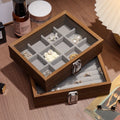 Walnut wood color jewelry box; exquisite wooden ring box, earrings, studs, necklace, trinkets multi-compartment storage box