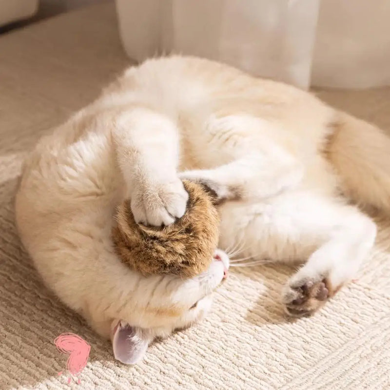 Cat Toy Ball Bunny Kick Cat Toy Furry Ball Cat Toy Soft Fluffy Rabbit Fur Pom Pom Balls Washable Indoor Exercise Stimulates