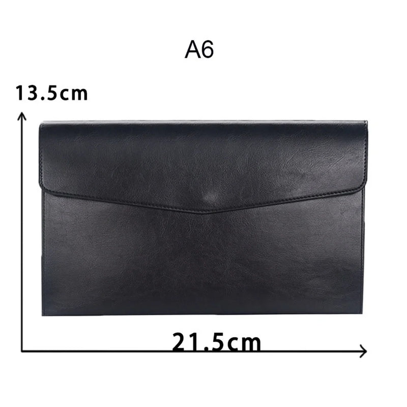 A4 A6 Leather File Folder Business Document Organiser Folder Bag Fashion Briefcase Data Contract Bill File Bag School Office Sup
