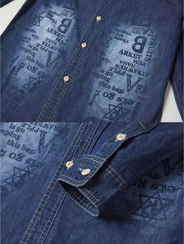 New Fashion Men Classic Light Blue Long Sleeves Denim | SAMAG
