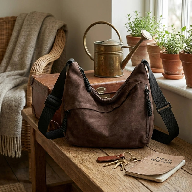 Retro Large Capacity Hobo Bag for Women Casual Soft Shoulder Bag Minimalist Underarm Handbag Adjustable Strap Commuter Tote
