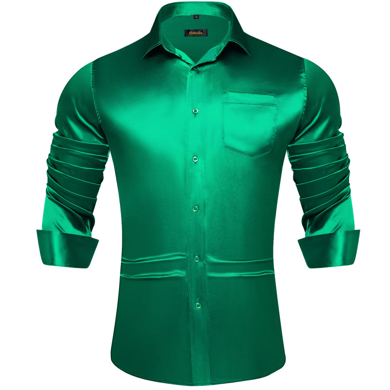 Solid Satin Shirts for Men Sage Green Black Yellow Red | SAMAG