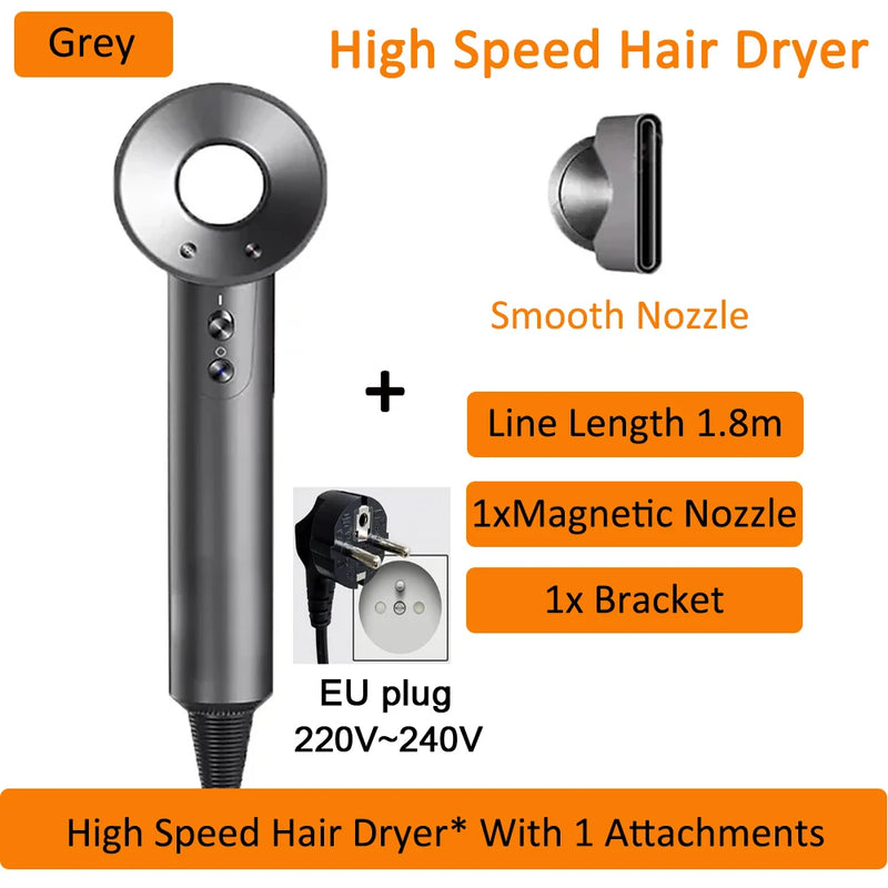 7 in 1 Hair Dryer Professional with Cold Hot Air Functionality Negative Lon Blow Quick Dry Leafless Salon Home Hairdryer