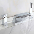 Waterfall split bath faucet Hot and cold Water flow three-hole three-piece bathtub handle shower set faucet Diverter  Black