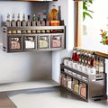 1 Wall-Mounted Spice Rack - No Drilling Required for Installation, Durable Aluminum Material, Space-Saving Storage for Kitchen and Dining Room, Used for Storing Bottles, Jars, and Spices, Kitchen Storage Rack, Simple Metal De