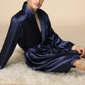 Summer Silk Bathrobe Man Nightrobes Large Size Ice Silk Printed Pajamas One-piece Robe Male Loungewear Men Kimono Home Mens Robe