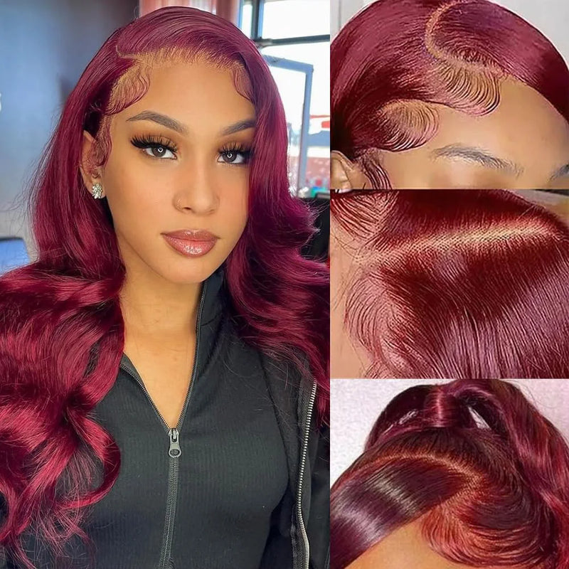 99J Burgundy 13x6 Hd Lace Frontal Human Hair Wig 13x4 Body Wave Human Hair Wigs Brazilian Red Colored Lace Front Wig 30 40 Inch