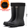 Men's Rain Boots Long Tube Water Shoes Non-slip Waterproof Safety Work Shoes Black Red High-Top Fishing Boots With Cotton Socks