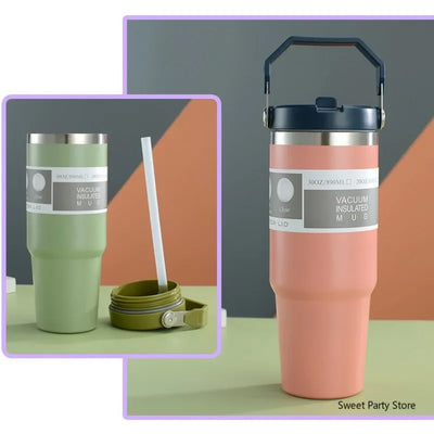 900ML Stainless Steel Thermos Mug With Straw Keeps Cold | SAMAG