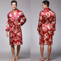 Traditional Japanese KIMONO Fashion YUKATA Oriental Gold Dragons Pattern Bathrobe Summer Men Ice Silk Robes Pajamas  Sleepwear