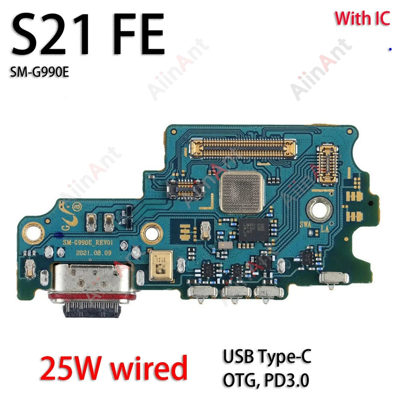USB Mic Board Dock Charger Connector Charging Port Flex Cable For Samsung Galaxy S25 S24 S23 S21 S20 FE G781W G990W S721W S711W