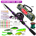 PROBEROS 2.1m Baitcasting/Spinning Fishing Rod Reel Combo Full Set with Line Lure Bag Hooks Freshwater Saltwater Fishing Pesca