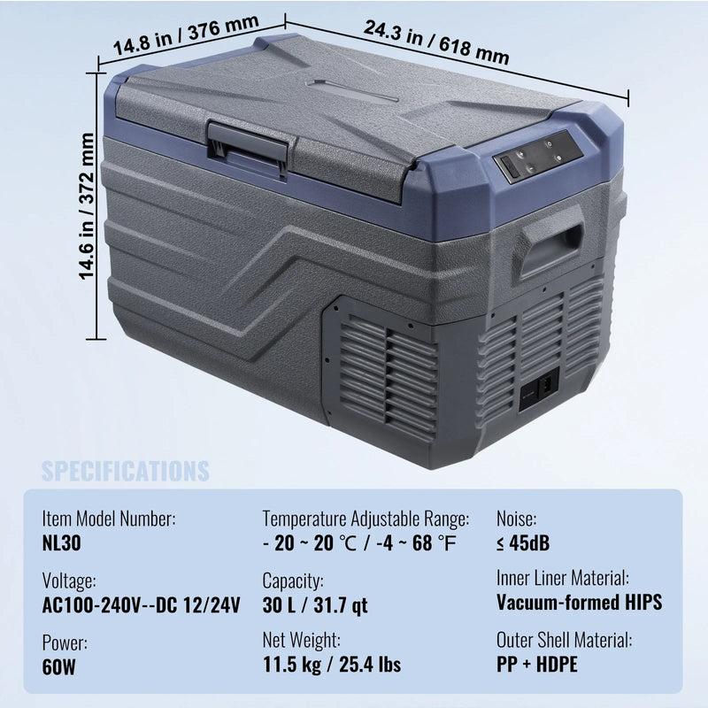 【Premium】Succebuy Car Refrigerator Dual Zone Port le Freezer Car Refrigerator Fridge Adjust le Range 12/24V DC and A Compressor