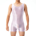 Mens Undershirts Leotard Sleeveless Glossy Elastic Seamless Bodysuits Wrestling Singlet Bodywear Lingerie Sheer Gay Jumpsuits