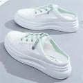 2024 Summer New Baotou Mesh Breathable White Shoes Fashionable Casual Half Slippers Round Toe Women's Sandals NO:M12