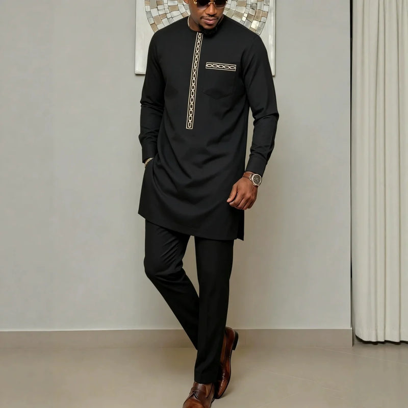 African Traditional Dress Men's Suit Long Sleeve Ethnic | SAMAG