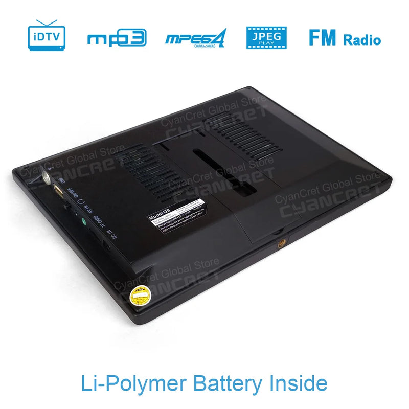 LEADSTAR D9-1 Portable TV DVB-T2 ATSC ISDB-T tdt DTT 9 inch Digital and Analog Television mini small Car TV Support H.265 AC3