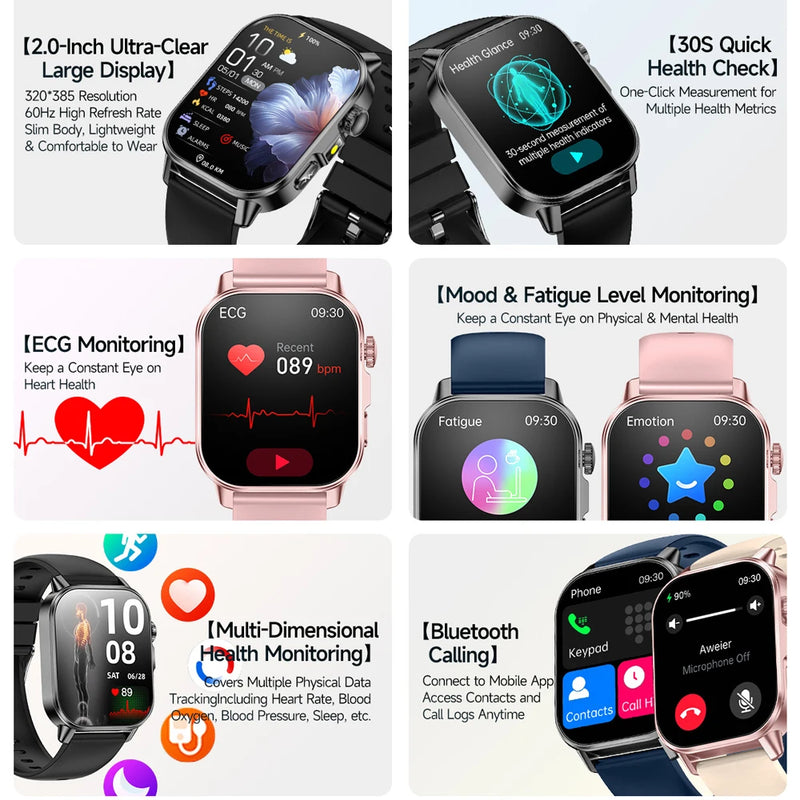 Model Uric Acid & Lipid Health Analysis Smart Watch Men ECG+PPG Bluetooth Call 2.01 - inch Flashlight - Visuel 2 | SAMAG