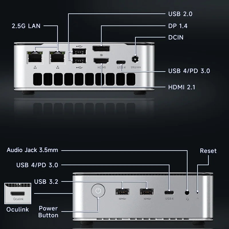 KTHIN K8 Mini PC Desktop Computer AMD Ryzen7 H 255 4.9GHz FP8 (Upgraded 8745HS) Support Oculink Dual DDR5 WIFI6 BT5.2 Gaming PC