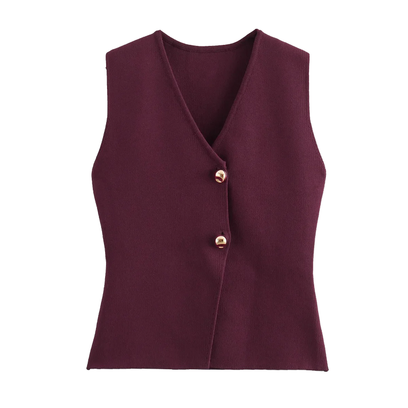 Knit Sleeveless Vest Woman Button New Spring Cropped - View 5 | SAMAG