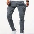 Street Elastic Jeans Men Denim Cargo Pants Wash Solid | SAMAG