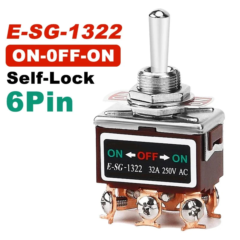 High Current Toggle Switch 2/3/4/6/8/9/12Pin Self Reset/Self-locking Switch Copper Pin 32A 250VAC Push Button Switch