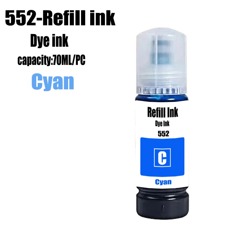 For Epson 552 Refill Ink Kit For Epson EcoTank L8160 L8168 L8180 L8188 ET-8500 ET-8550 EW-M973A3T EW-M873T Printer Dye ink
