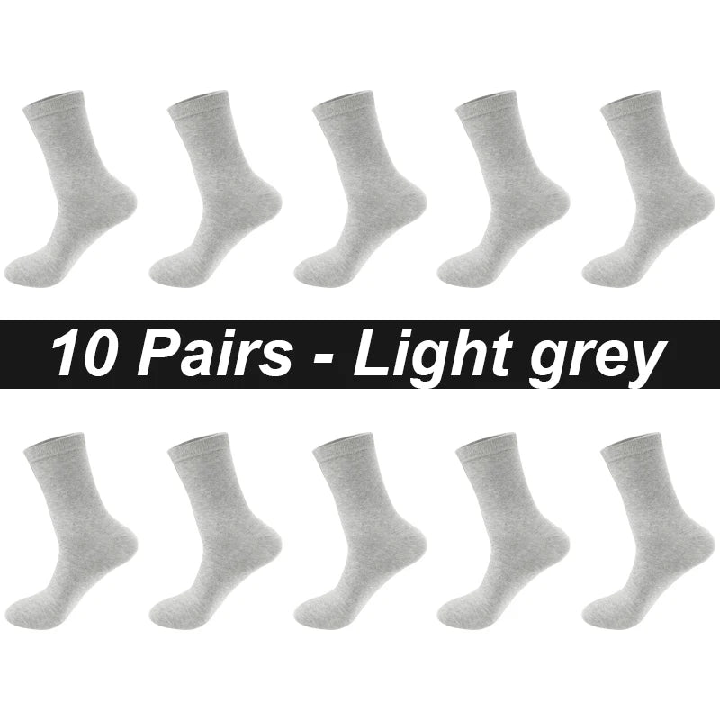 10Pairs/Lot Men Combed Cotton Socks Black Casual Business | SAMAG