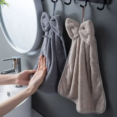 Bowknot Hand Towels for Kitchen Bathroom Coral Velvet | SAMAG