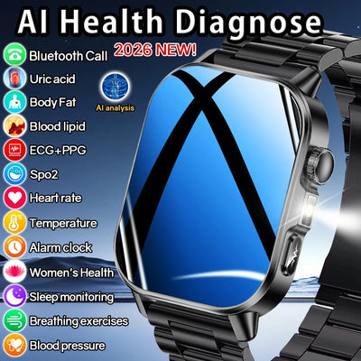 Professional-Grade Health Smart Watch Men ECG BP HR Uric | SAMAG