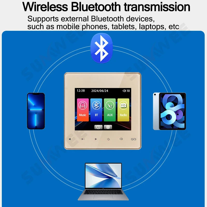 Home Theater Background Music System Audio In Wall Power Amplifier Bluetooths Player Sound TF AUX Control Panel Ceiling Speakers