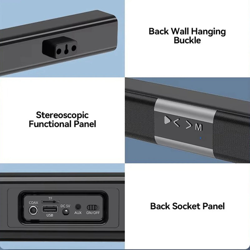 Soundbar Wireless Speaker, Built-in Battery, Dual-speaker Desktop Soundbar, Surround Sound, Home Theater TV Wireless Speaker