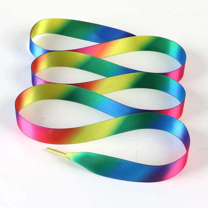 1 Pair Satin Silk Ribbon Shoelaces for Sneaker Shoe Laces Canvas Shoe Laces 2cm Width 80cm/100cm/120cm Length Shoelace