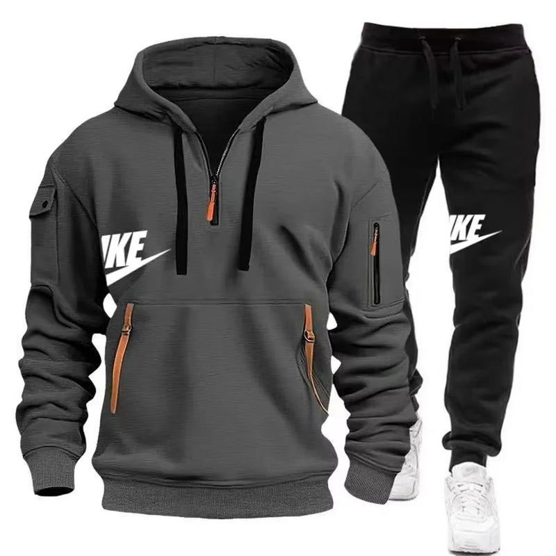 Men's autumn and winter suit zipper hoodie + trousers casual sportswear warm - View 5 | SAMAG