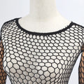 Sexy Hollow Out Mesh T-Shirt Female Skinny Crop Top Fashion Summer Basic Tops for Women Fishnet Shirt