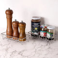 #Stainless Steel Spice Rack Rustproof Coated Open Wire Design Adhesive Mount for Rental Apartment Kitchen Storage