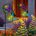 Solar-Powered Butterfly Watering Can and Lantern Garden Decor—Perfect Accents for Outdoor Pathways, Patios, and Lawn Landscapes