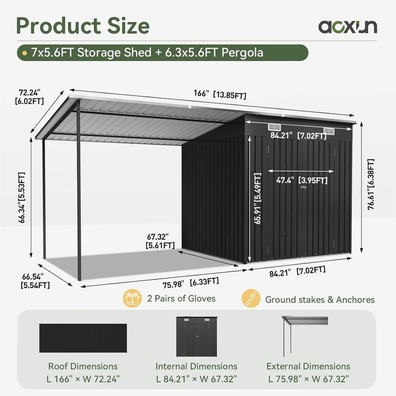 7x6 FT Outdoor Storage Shed & Hardtop Canopy Gazebo | SAMAG