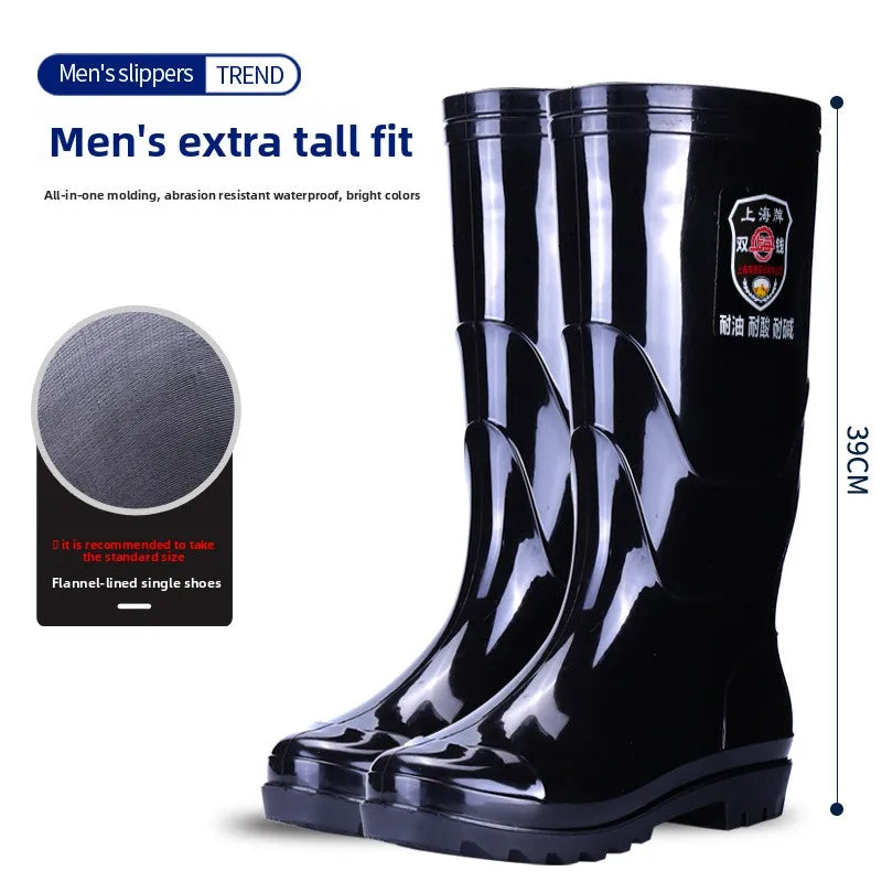 Rain shoes construction site waterproof rain boots men's non-slip wear-resistant rubber shoes water shoes thickened