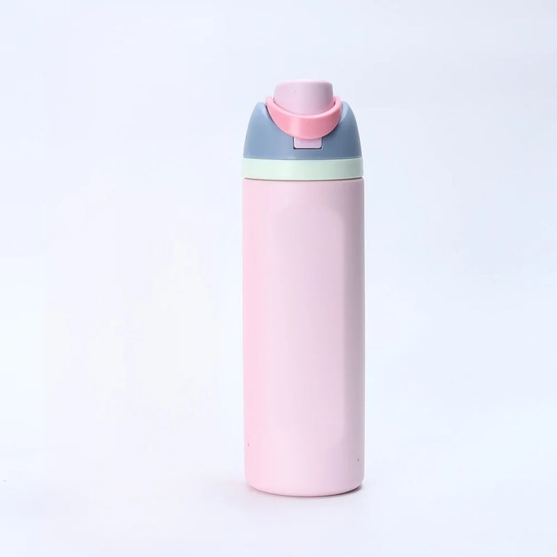 480/710ml Thermos Cup 304 Stainless Steel Straw/Direct Drinking Water Bottle One-touch Open Vacuum Mug for Outdoor,Car,Daily Use