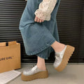 2026 Women's Chunky Platform Mules, Round Toe Hollow Slip-on Sandals, Retro Lug Sole Comfortable Height Boosting Shoes