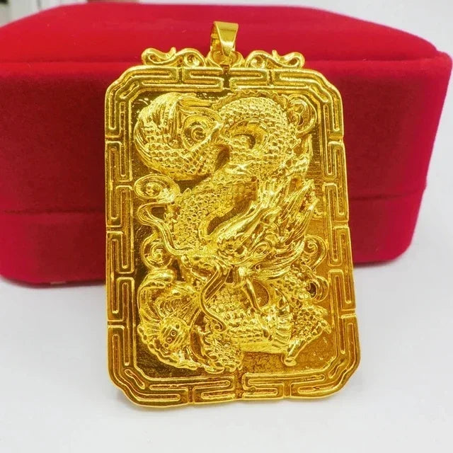 Real 18 K Gold Men's Square Tiger Pendant for Men Father Bro Pure Classic Wedding Gold Pendants Without Chain Fine Jewelry Gifts