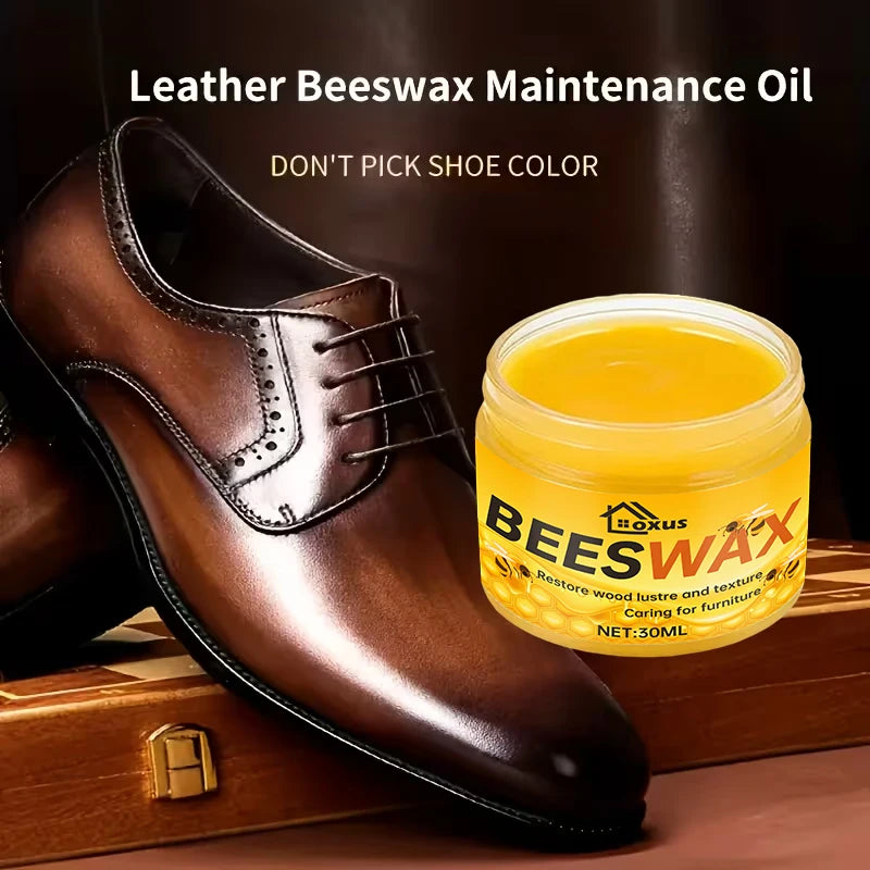 Beeswax Polishing Kit 30ml - Premium Shoe Care for Restored Shine, Enhanced Leather Protection, and Easy Maintenance